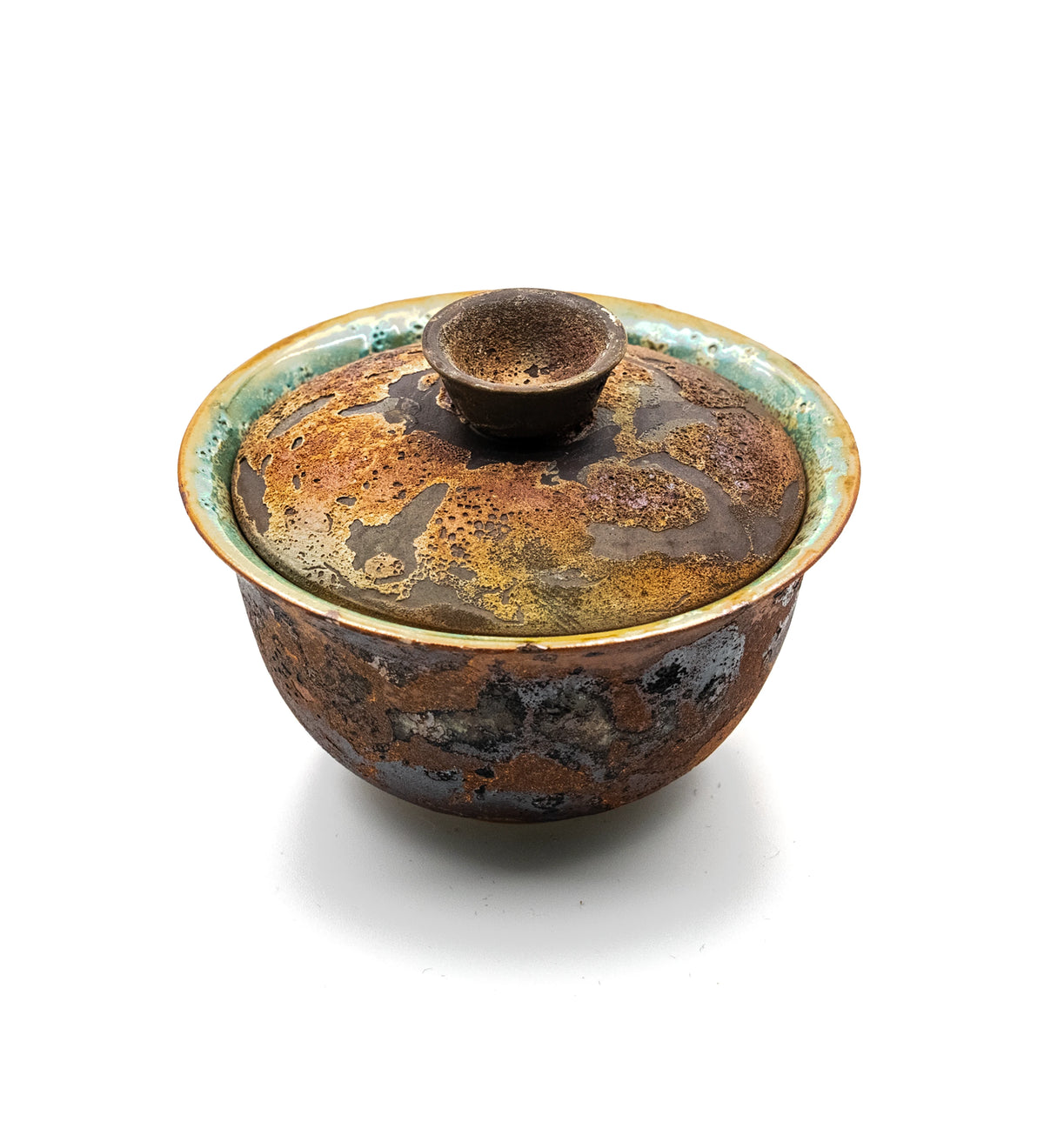 Stone Flower Gaiwan 015, high angle showing the interior glaze