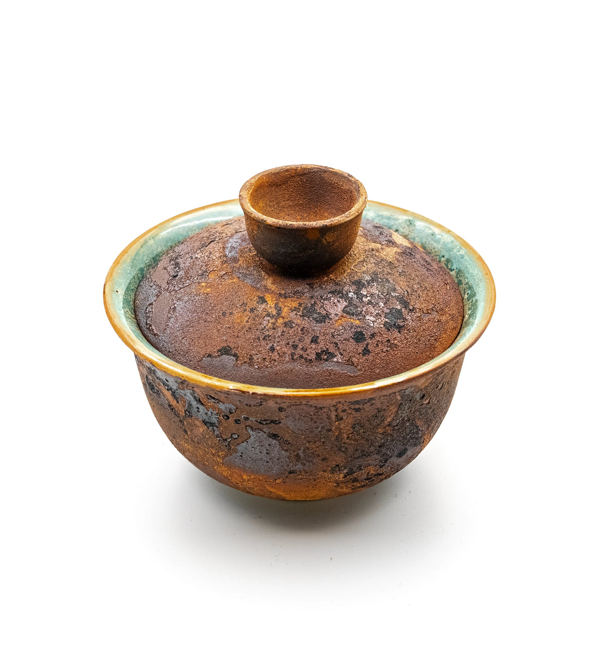Stone Flower Gaiwan 016, high angle showing the interior glaze