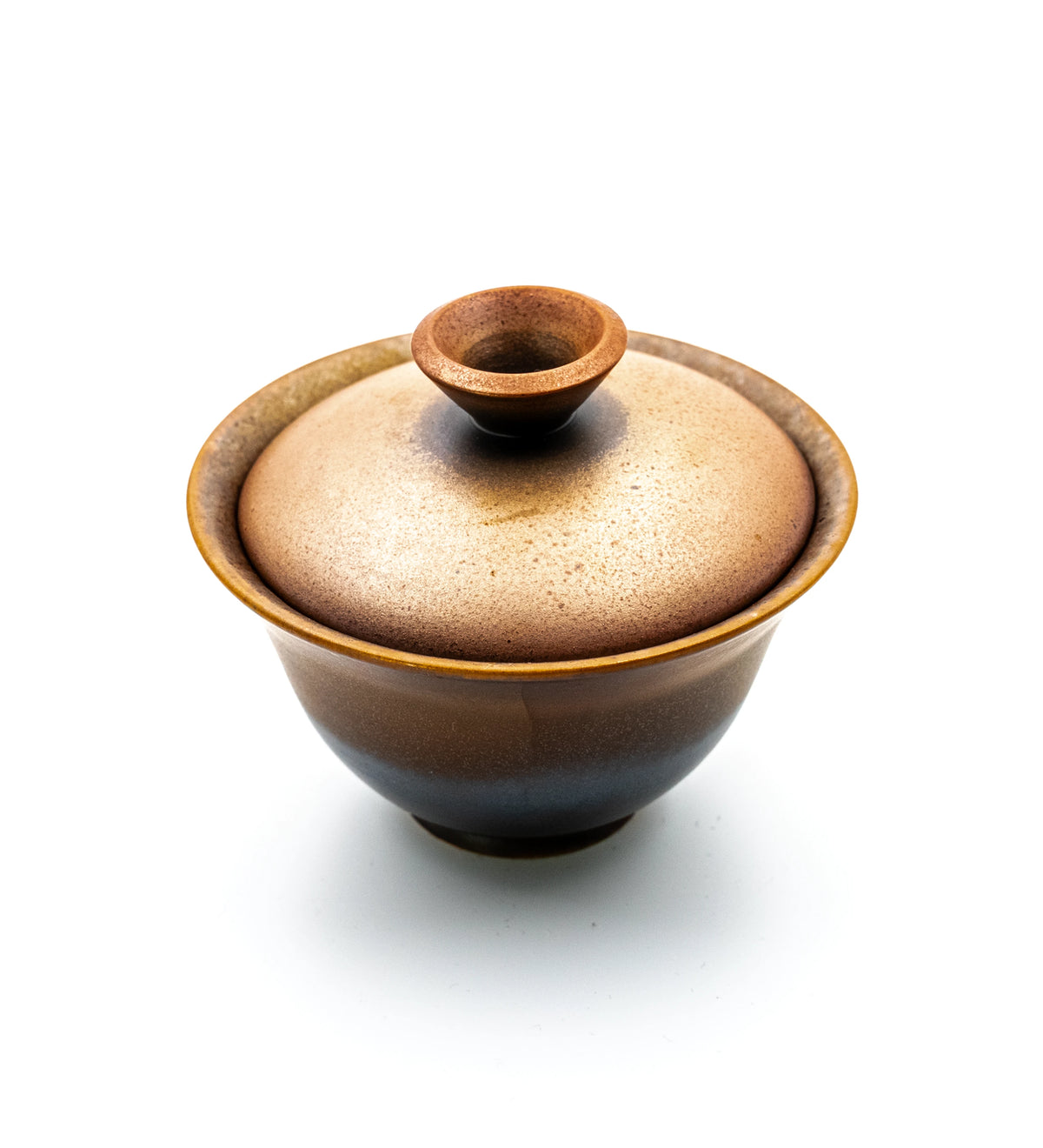 Wood Fire Gaiwan 016, high angle showing the interior glaze